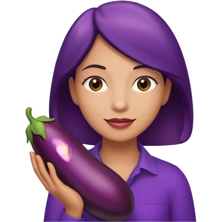 Leane avec une aubergine emoji