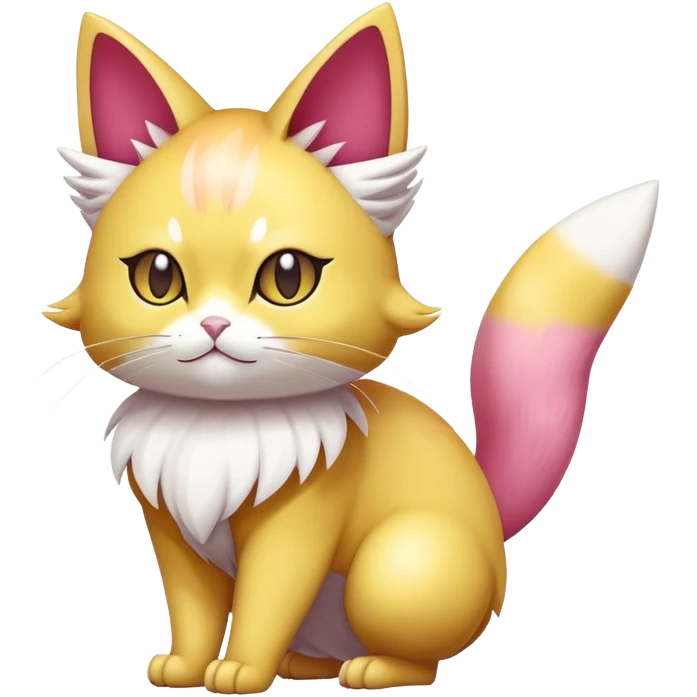 Shiny Exotic Skitty-Persian-Pokémon-Fakémon-hybrid-creature (full body) emoji