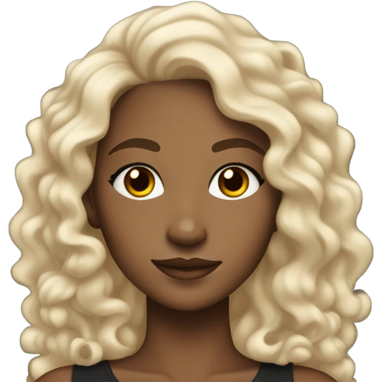 Beautiful teenage light skinned black woman with long black curls emoji
