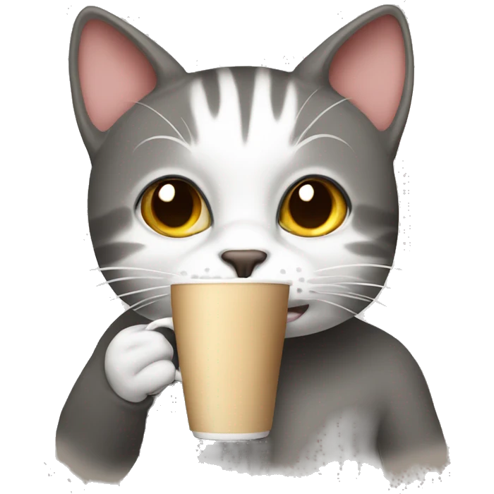 Cat drinking coffee emoji