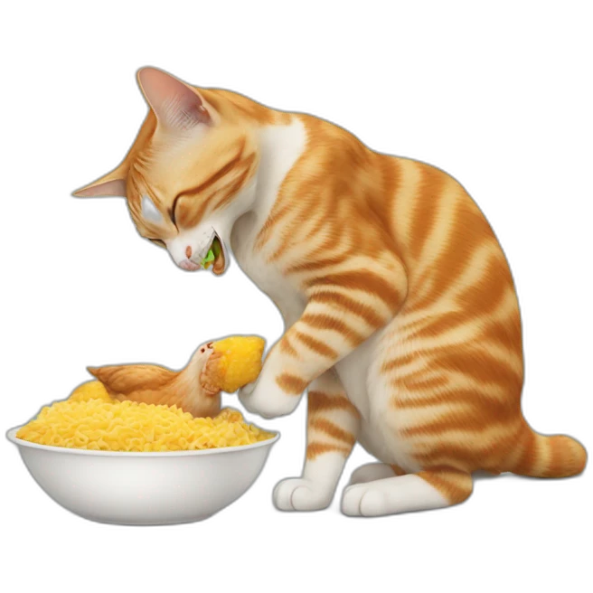 Cat eating chiken emoji