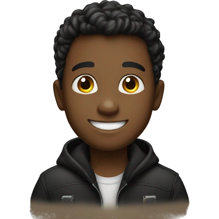 smiling boy in black jacket emoji