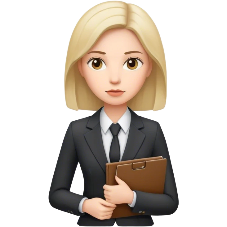serious woman with documents in a suit emoji