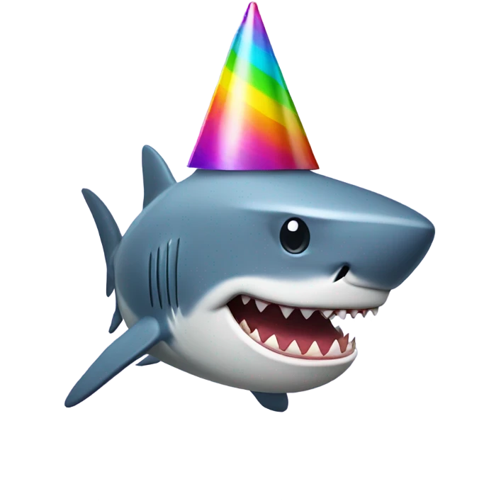 Shark wearing a party hat emoji