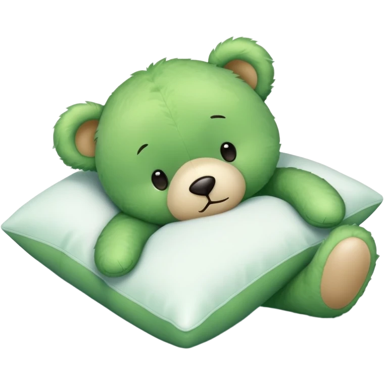 Cute Green teddy bear sleeping on a White pillow emoji