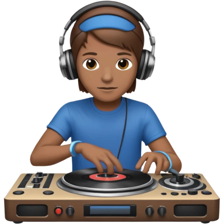 a DJ with headphone and a turntable emoji