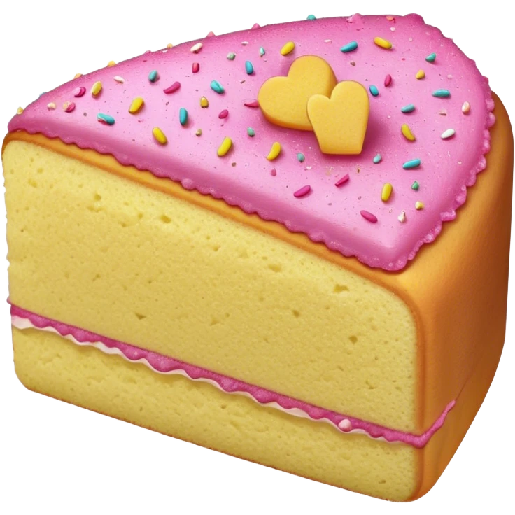 slice of sponge cake, with pink emoji