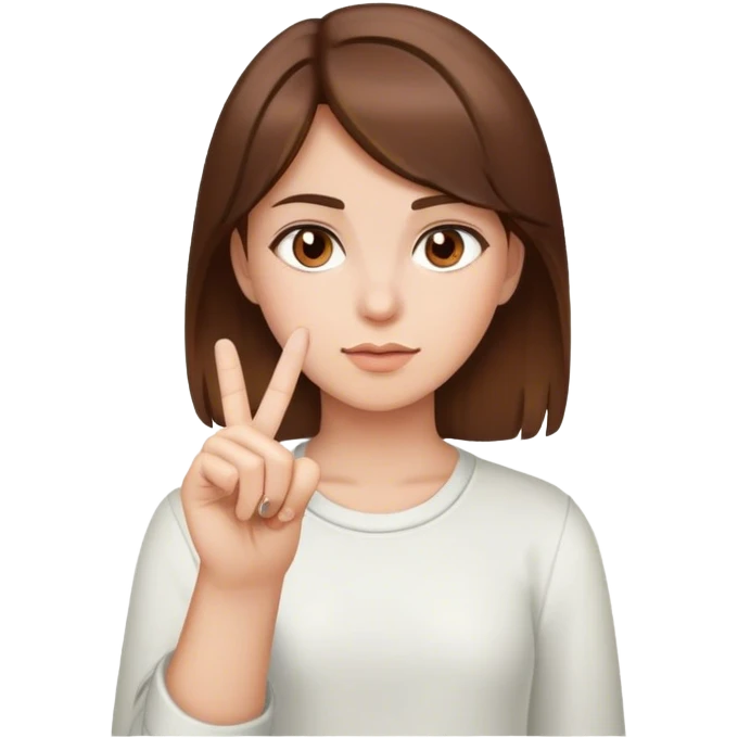 girl with brown hair and brown eyes with her middle finger up  emoji