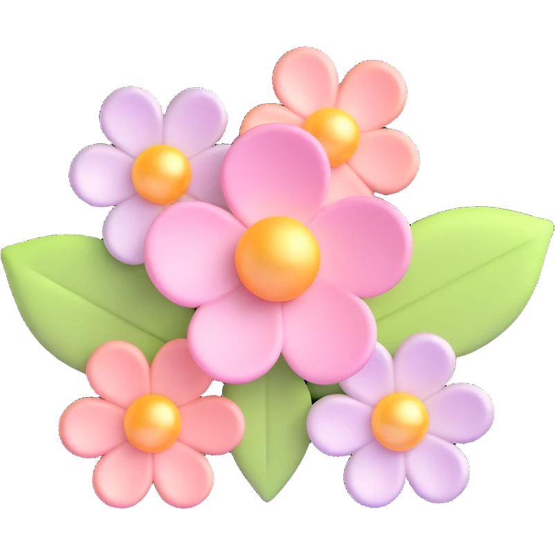 pastel sakura flower with a pearl border, 3D emoji style emoji