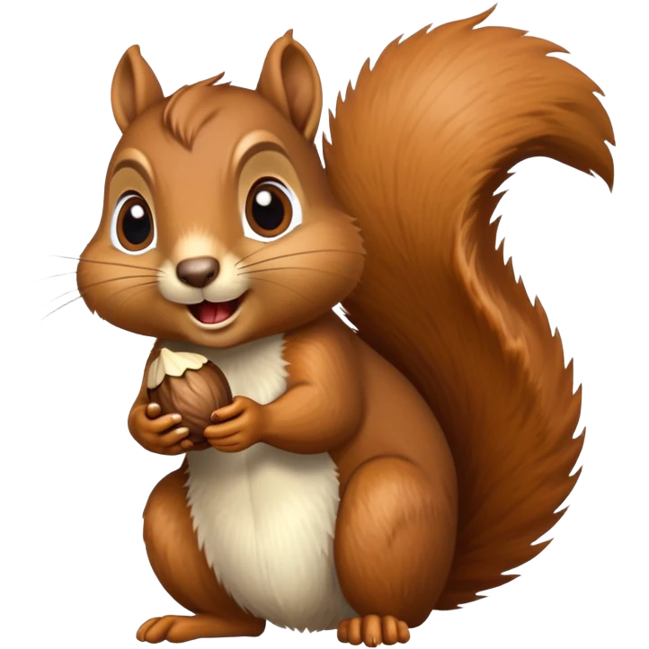 Squirrel with drool coming from mouth, hungry face, eyes fixed on acorn emoji