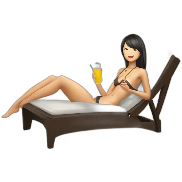 Sexy soft-fit wasian women bikini (beach body) (full body) chair emoji