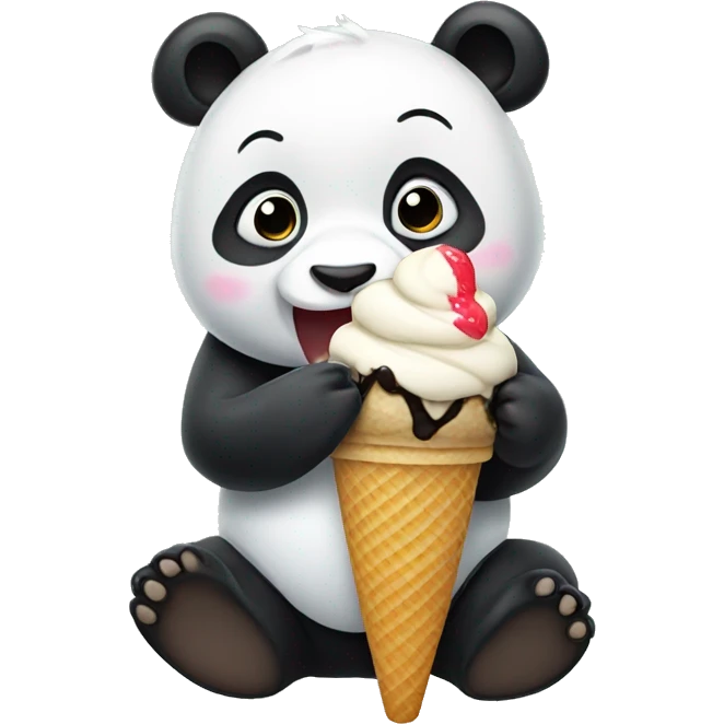 Panda eating ice cream emoji