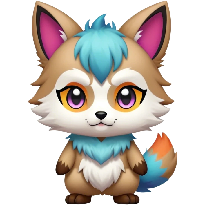  High quality Cute Cool Kawaii edgy Chibi Fur-Sona Colorful Fakemon Full Body, facial markings emoji