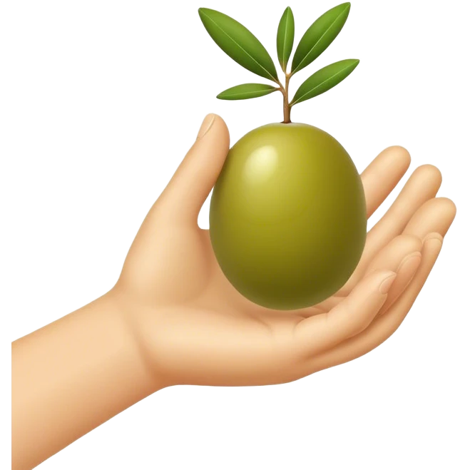 Hand catches 1 green olive emoji