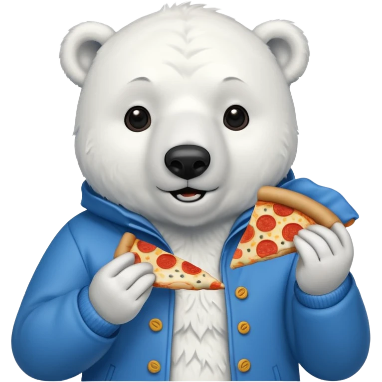 polar bear with pizza wearing coat emoji