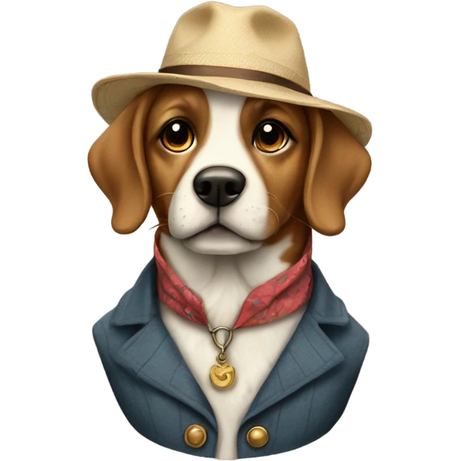 Dog wearing vintage clothes emoji