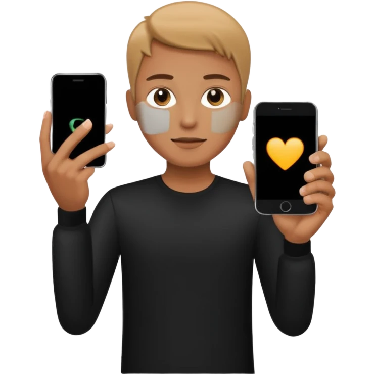 Black clothes and me holding a phone emoji