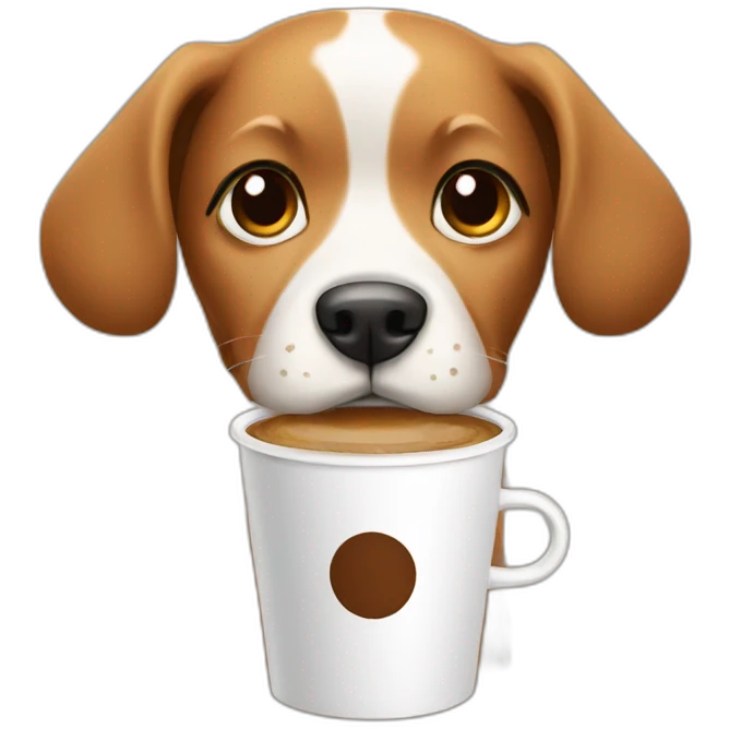 Dog drink coffee emoji