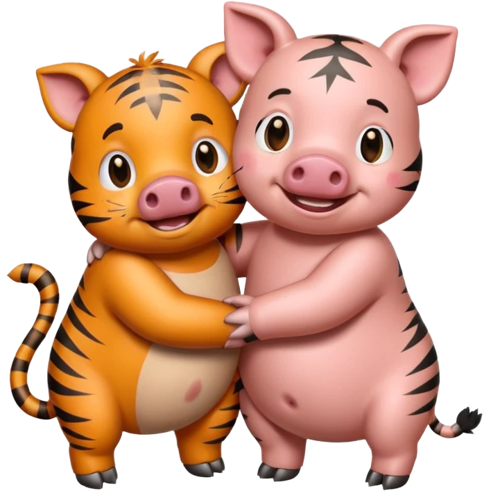 tiger and piggy hugging  emoji