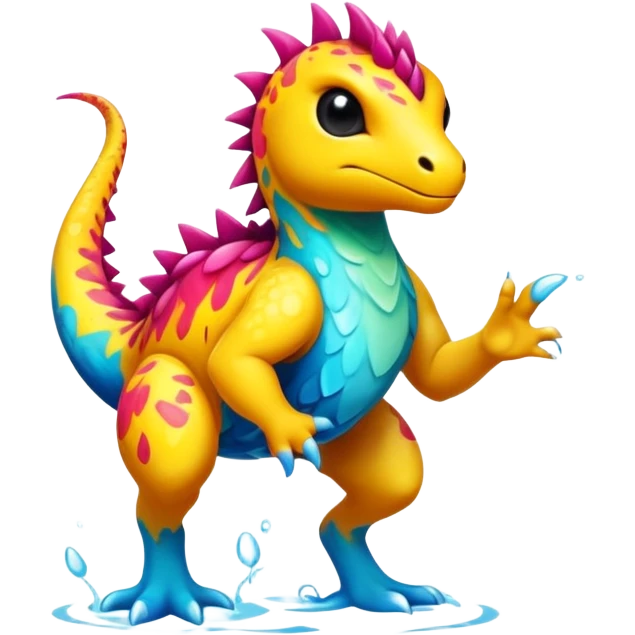 a colorful edgy cute vernid-fionbri-creature with splash patterns full body emoji