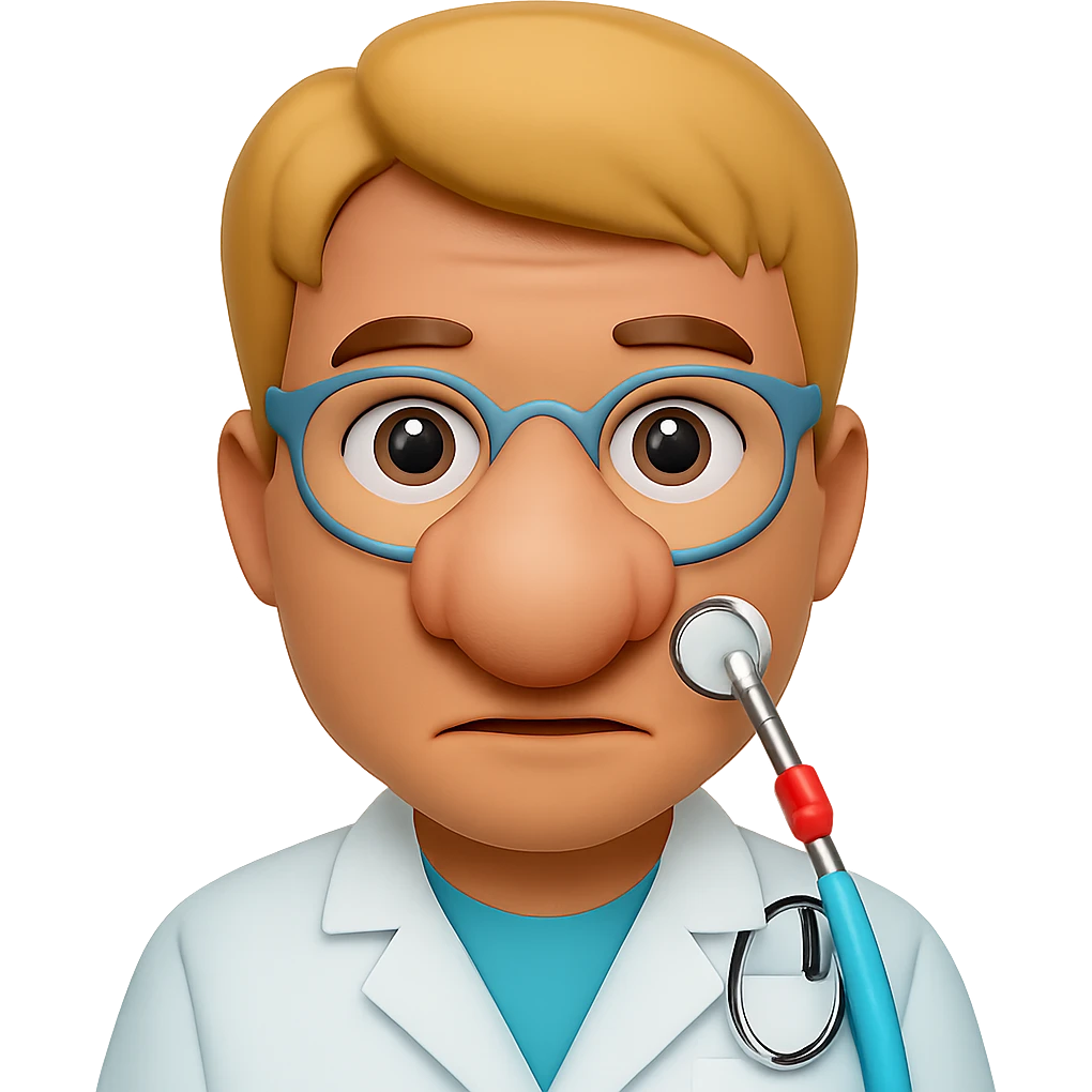 Make the dentist's nose much bigger. The original style is emoji style, but since emoji style does not support editing, use the general style editor to keep the emoji look and make the nose bigger with transparent background. emoji