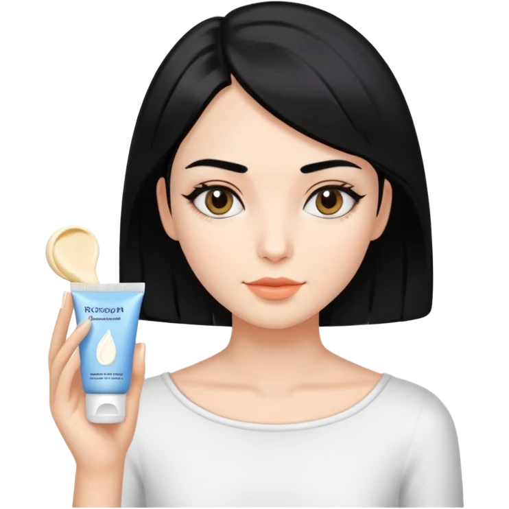 Girl with short hair Short shoulder-length black hair with face cream applied  emoji