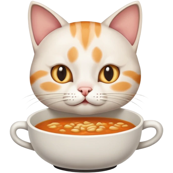 cat eats soup and shows like emoji