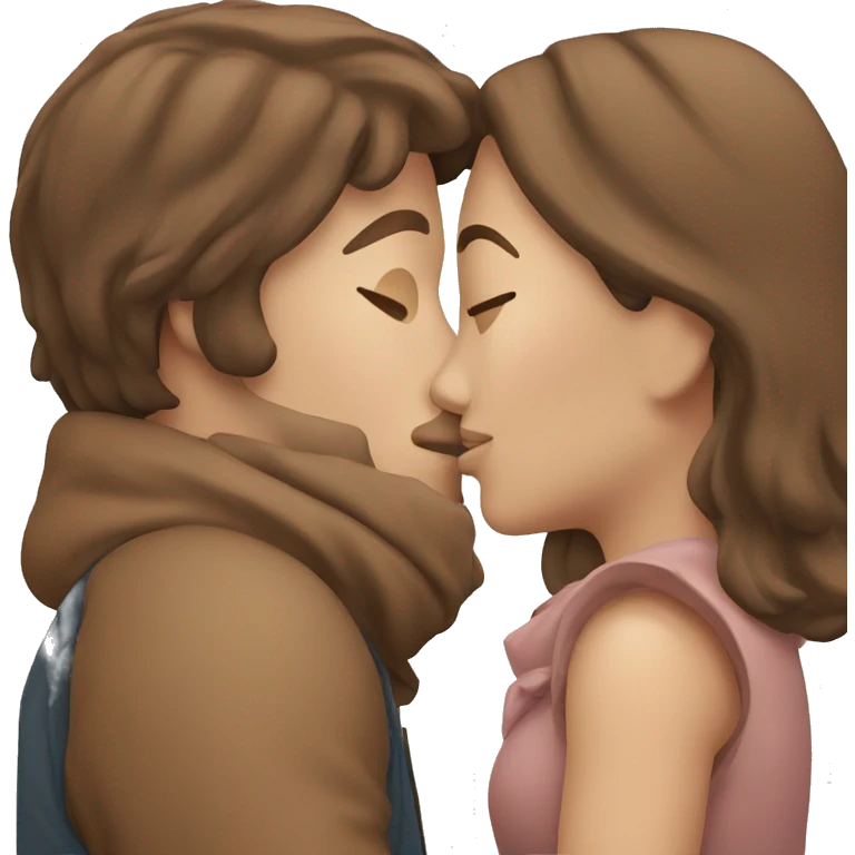 couple Kissing with Brown hair  emoji