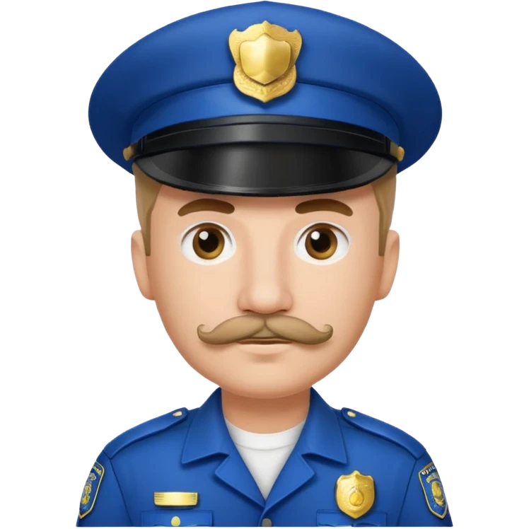 Male police officer wearing white cap, mustache, realistic portrait emoji