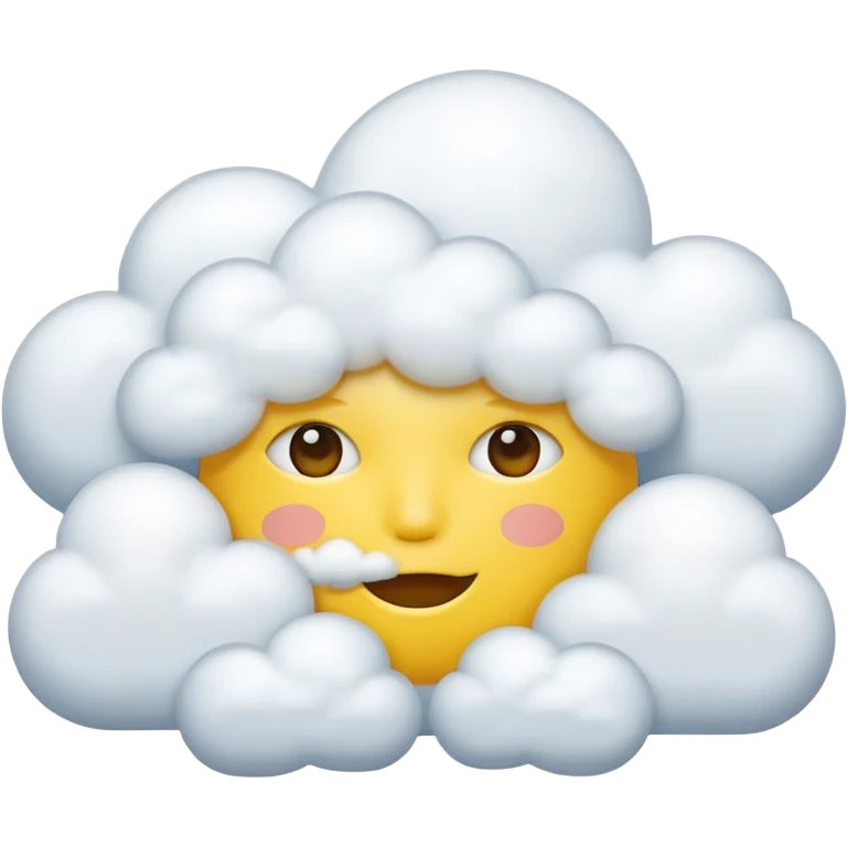 Yellow circle face covered in clouds cover a mouth add clouds on face cover clouds on mouth emoji