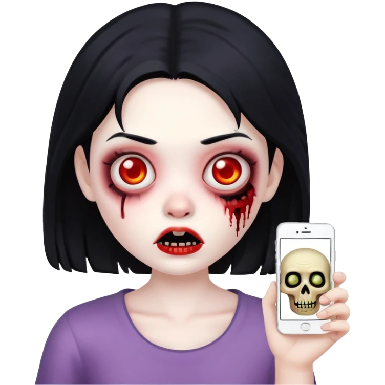 girl zombie with black hair memoji emoji
