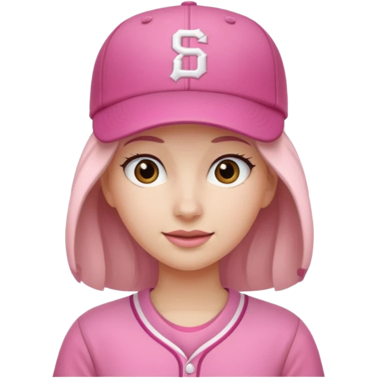 woman with pink jersey and baseball hat emoji