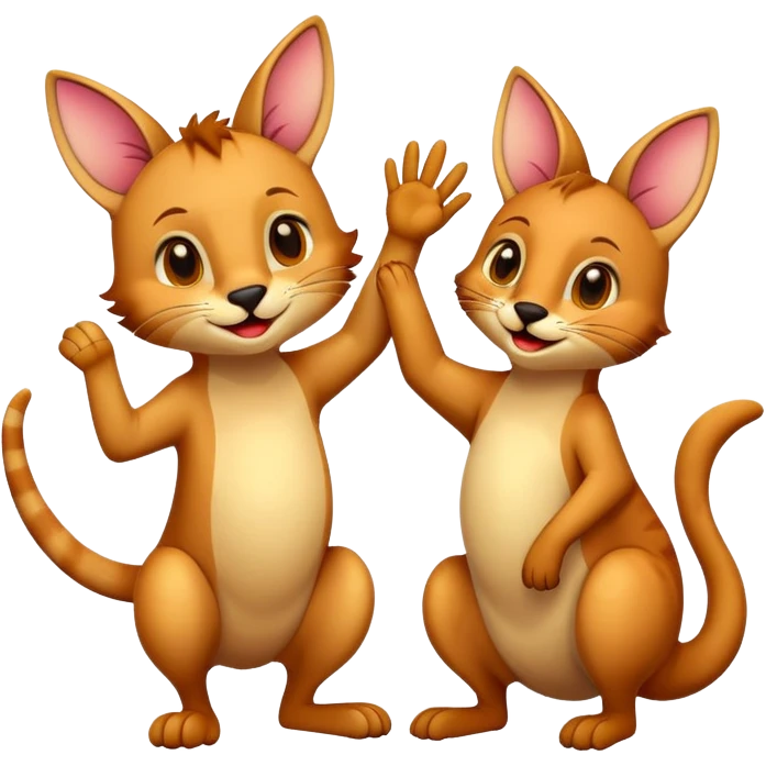 cat high fiving kangaroo  emoji