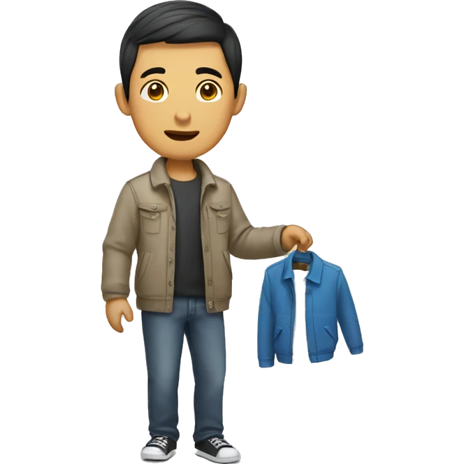 Asian man buying new clothes emoji