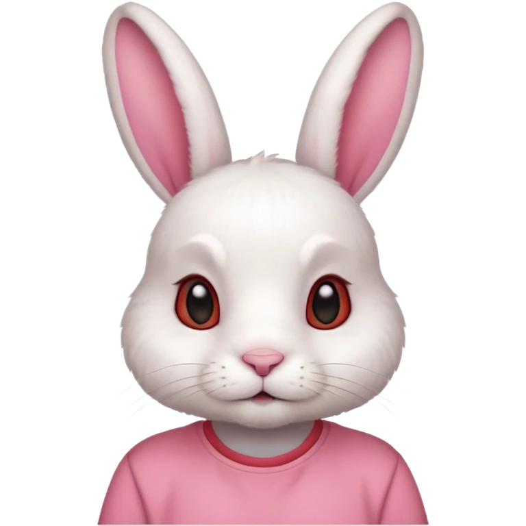 white bunny, pet lover, red shirt. emoji