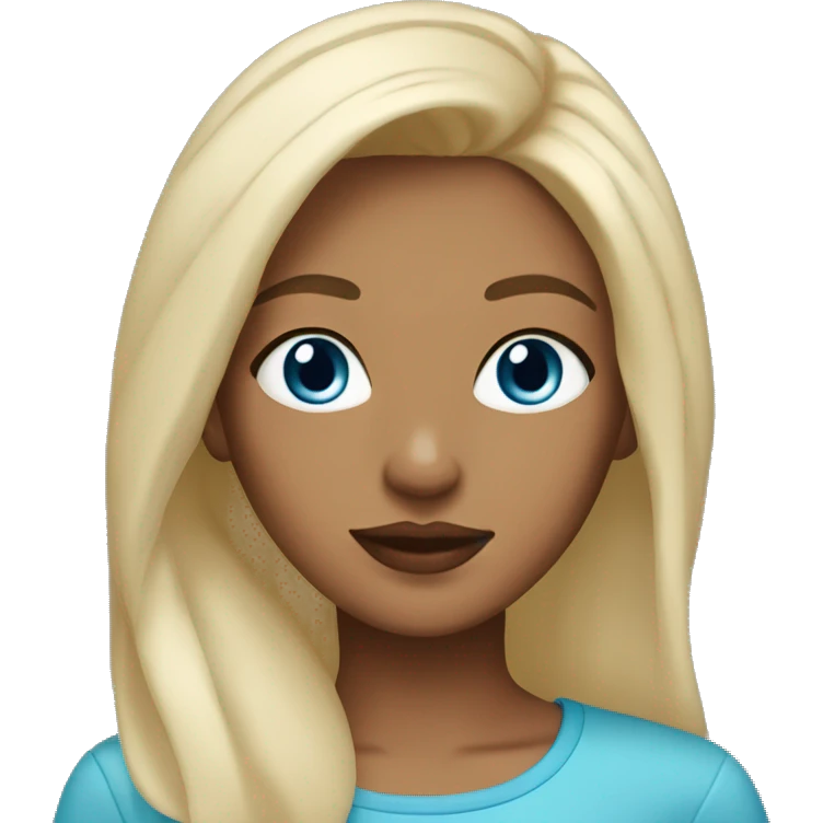 girl wth blonde hair, blue eyes,tan skin, darker eyebrows, and lipgloss emoji