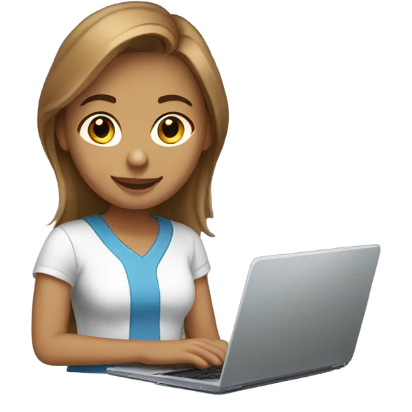 Medium hair light Brown girl, computer science intern with a laptop  emoji
