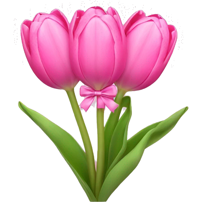 Pink tulips with a bow emoji