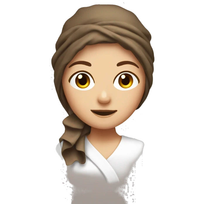 Brown haired girl with a hair towel and steam around her emoji