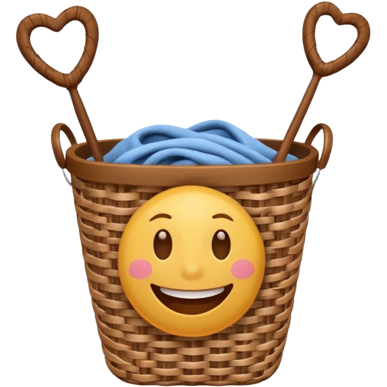 Laundry basket with magic wand and eyes and a mouth emoji