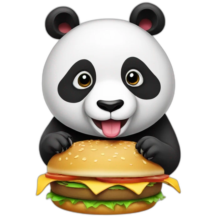 Panda qui mange un hamburger emoji
