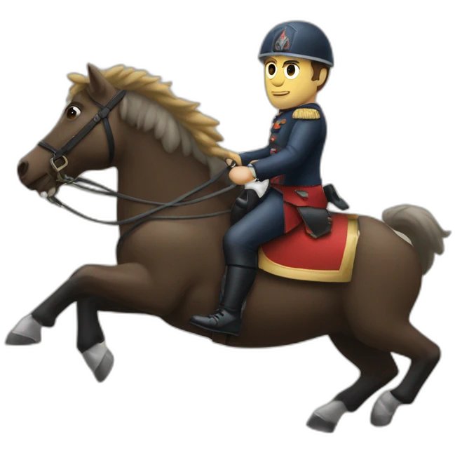 Macron sur un bizon emoji