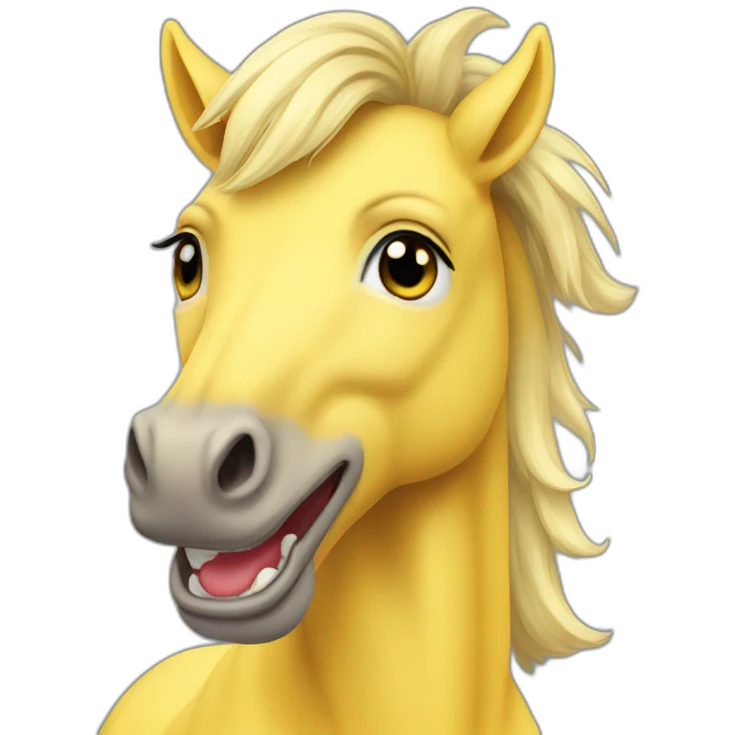 Yellow Kittel horse with Long her and big smile emoji