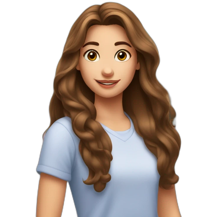 young woan with long brown hair at disneyworld emoji