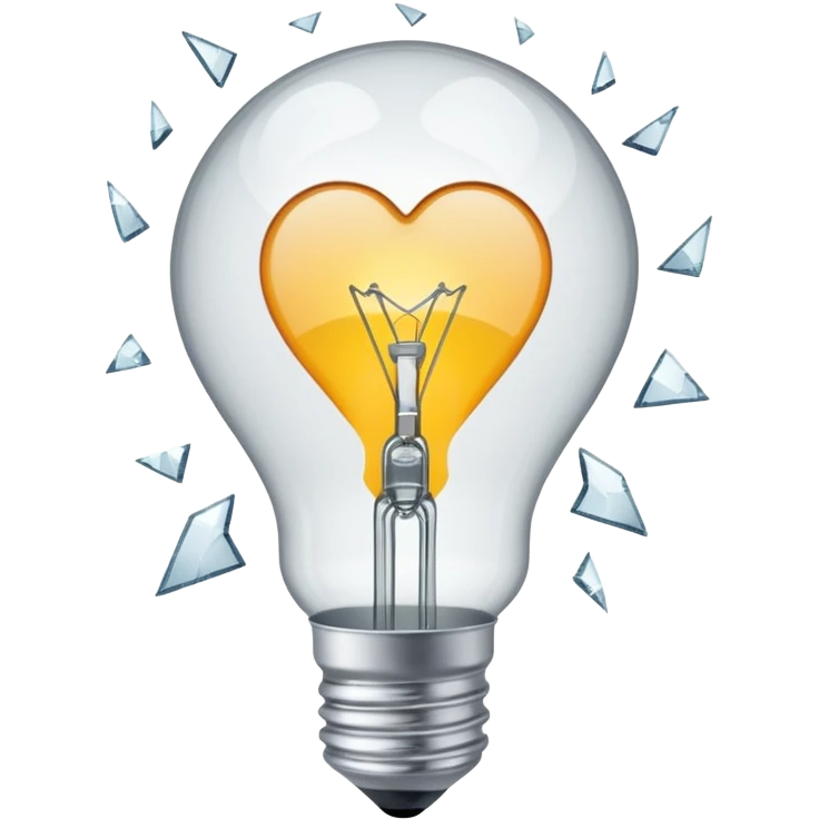 A light bulb broken in half is like a broken heart 💔 emoji
