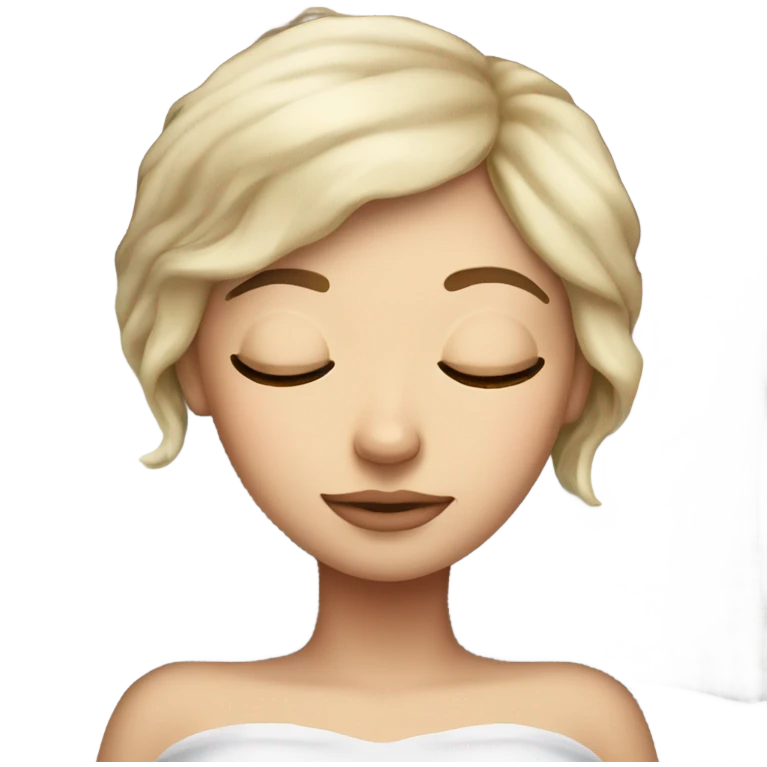 White Girl with eyeliner sleeping in her bed emoji