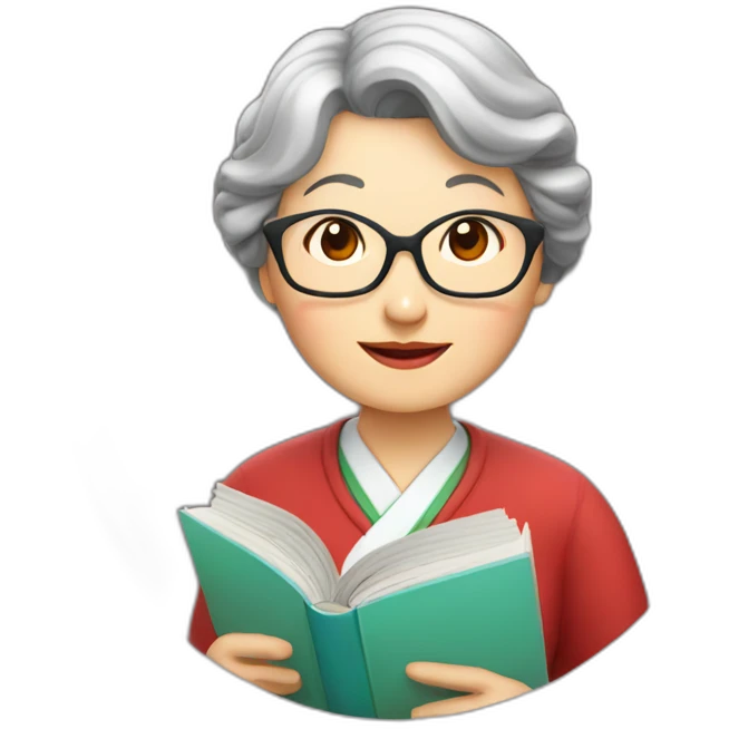 Older Chinese lady teacher held book standing emoji