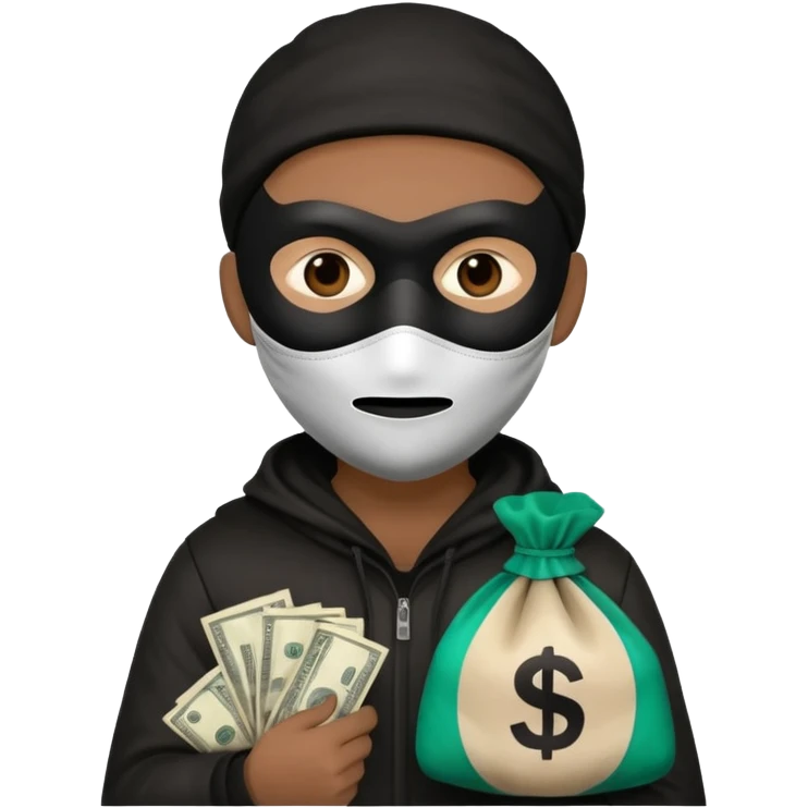 Ladrão com saco de dinheiro emoji eveito Mandela emoji