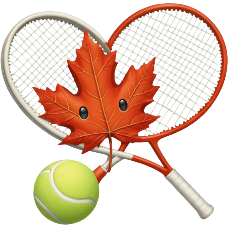 Maple leaf holding a tennis racket emoji