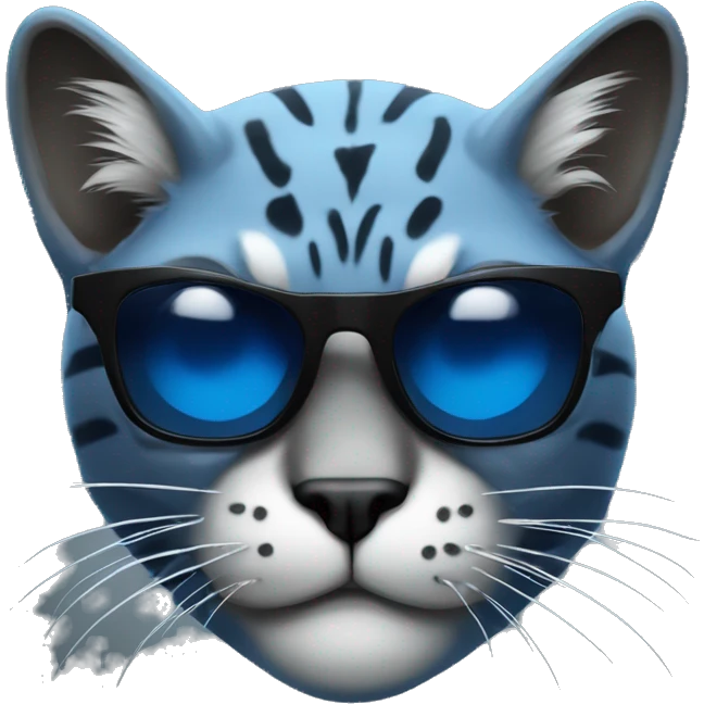 blue mean looking wildcat, with black sunglasses that are very dark emoji